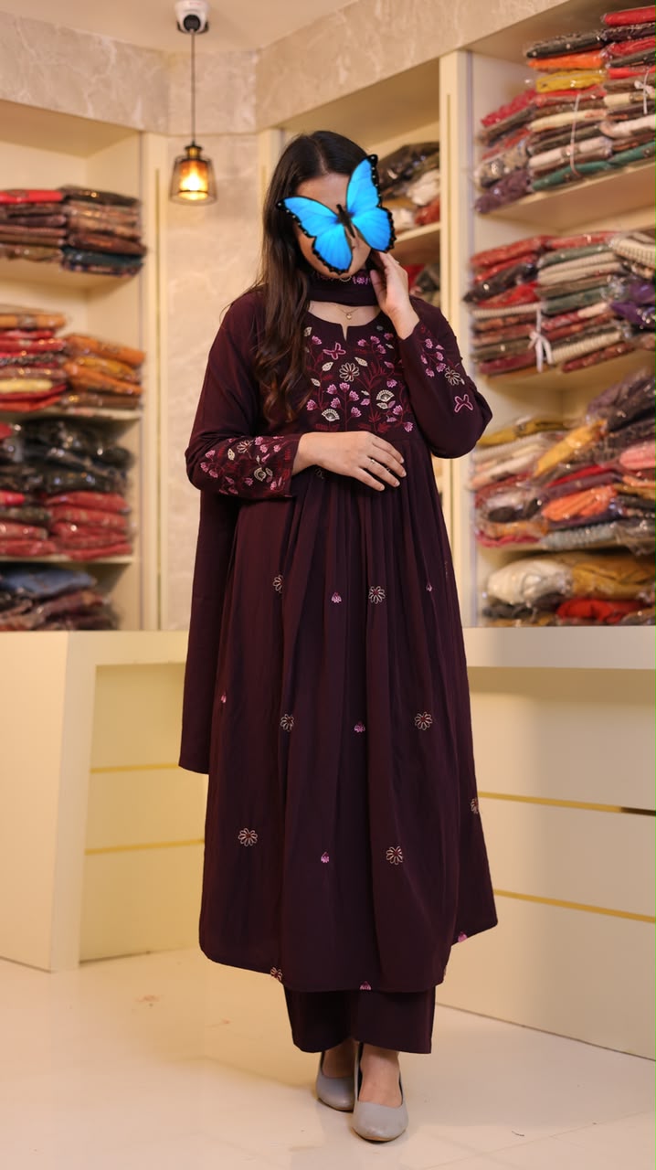 NEW  STYLISH UMBRELLA CUT EMBROIDERY SALWAR 